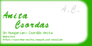 anita csordas business card